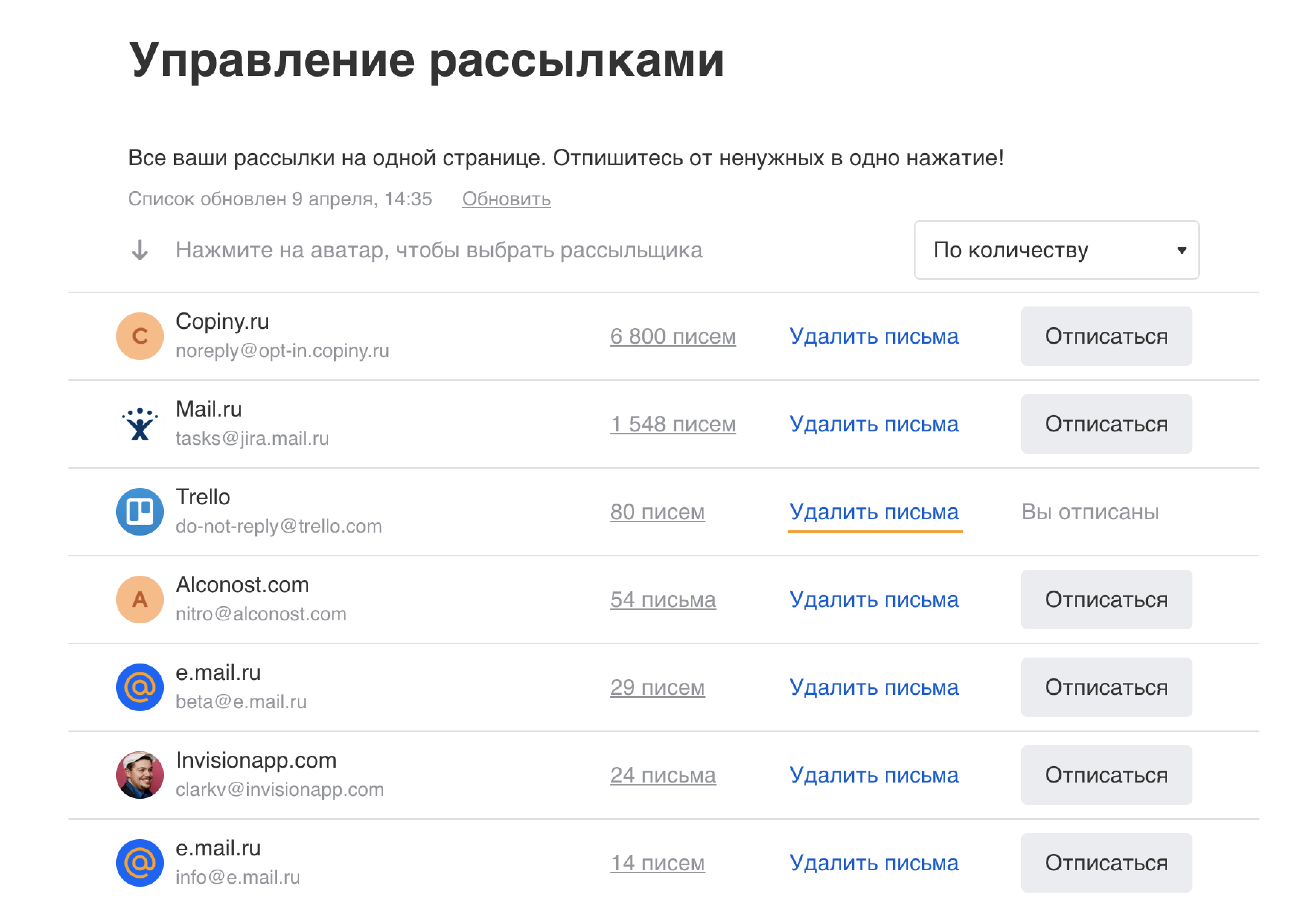 Как управлять рассылками в Почте Mail.ru — Почта Mail.ru — Помощь